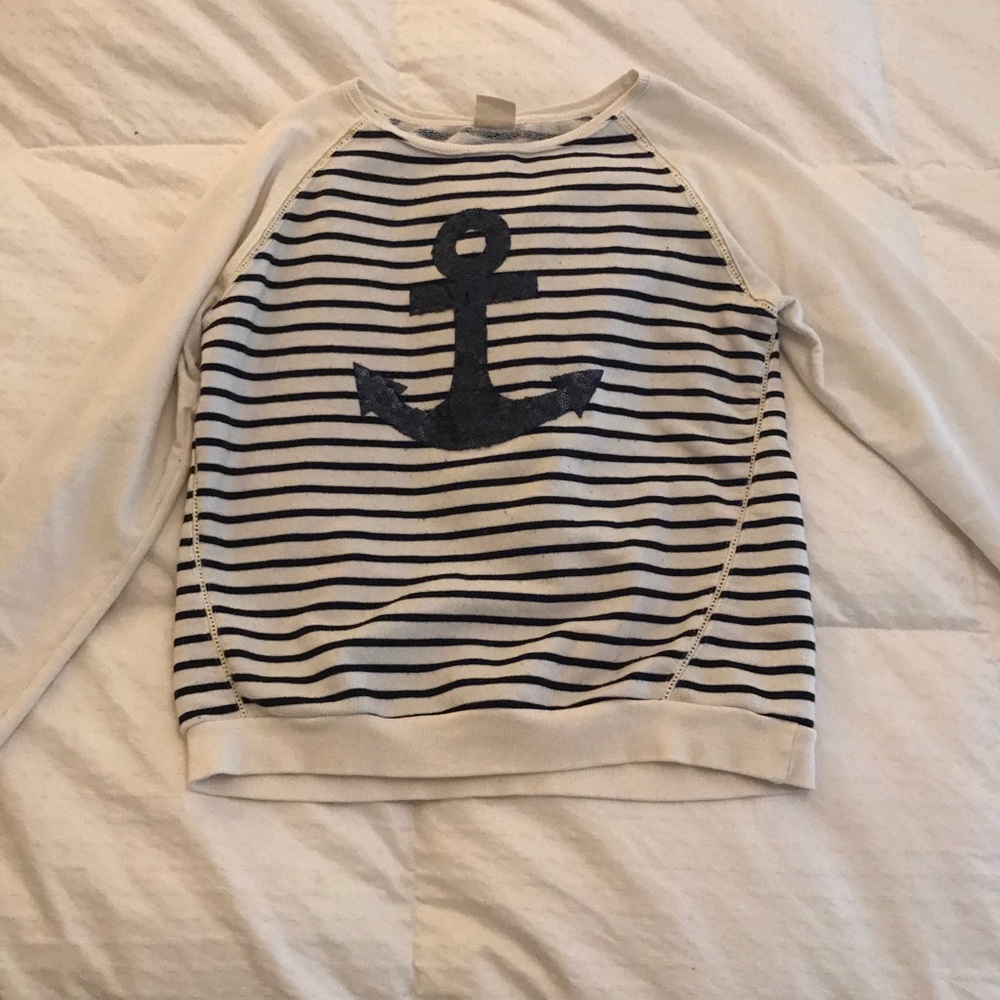 Zara Girls Sweatshirt blue/cream stripe